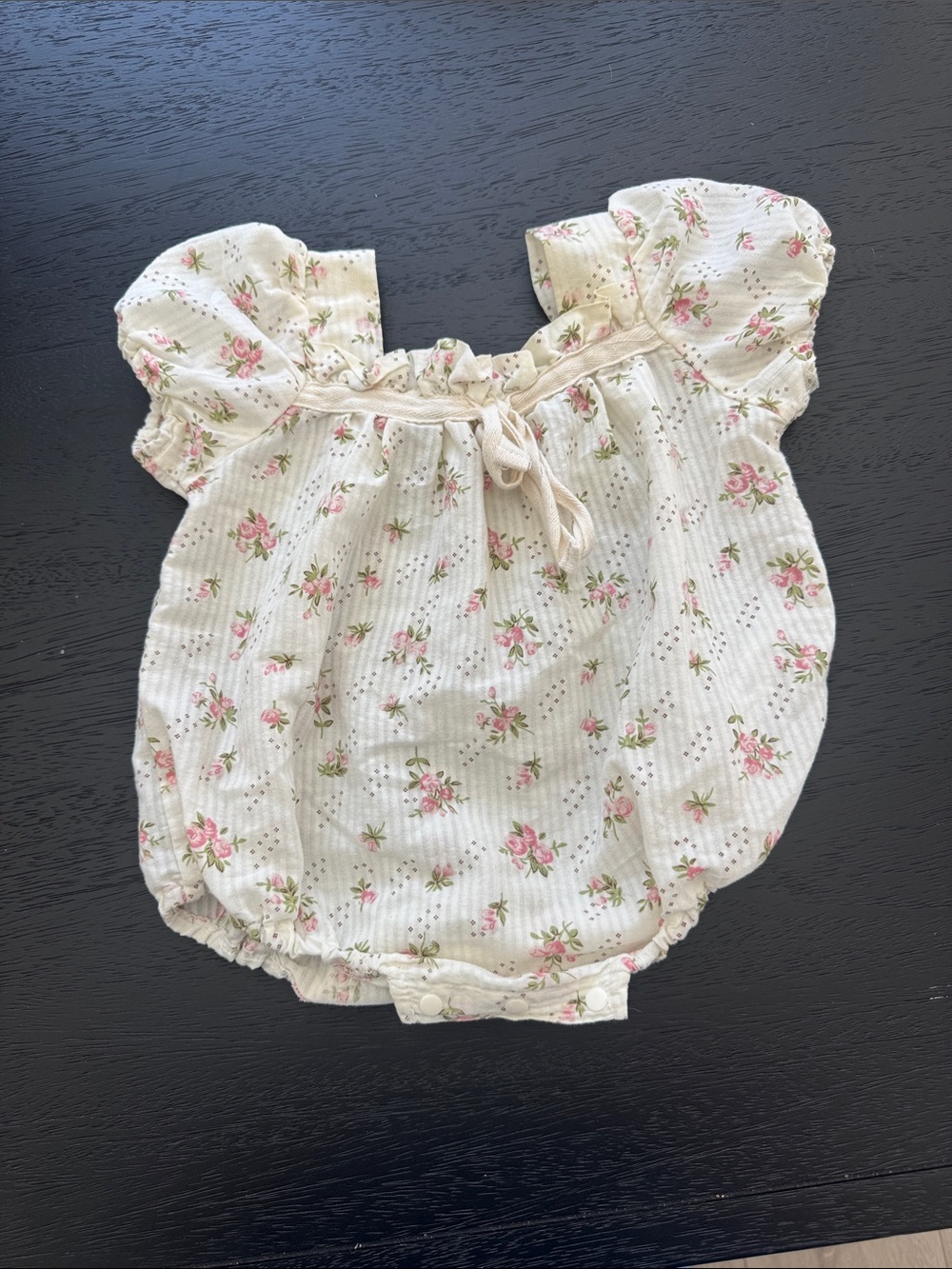 Floral Cream & Pink Baby One-Piece Romper